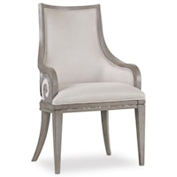 Transitional Upholstered Arm Chair with Fretwork