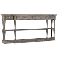 Traditional 4-Drawer Console Table with Fixed Shelf