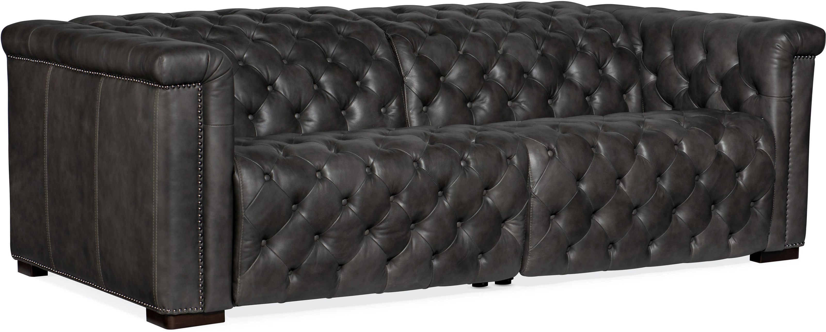 Hamilton Home Tufted Leather Power Leather Motion Sofa with Power