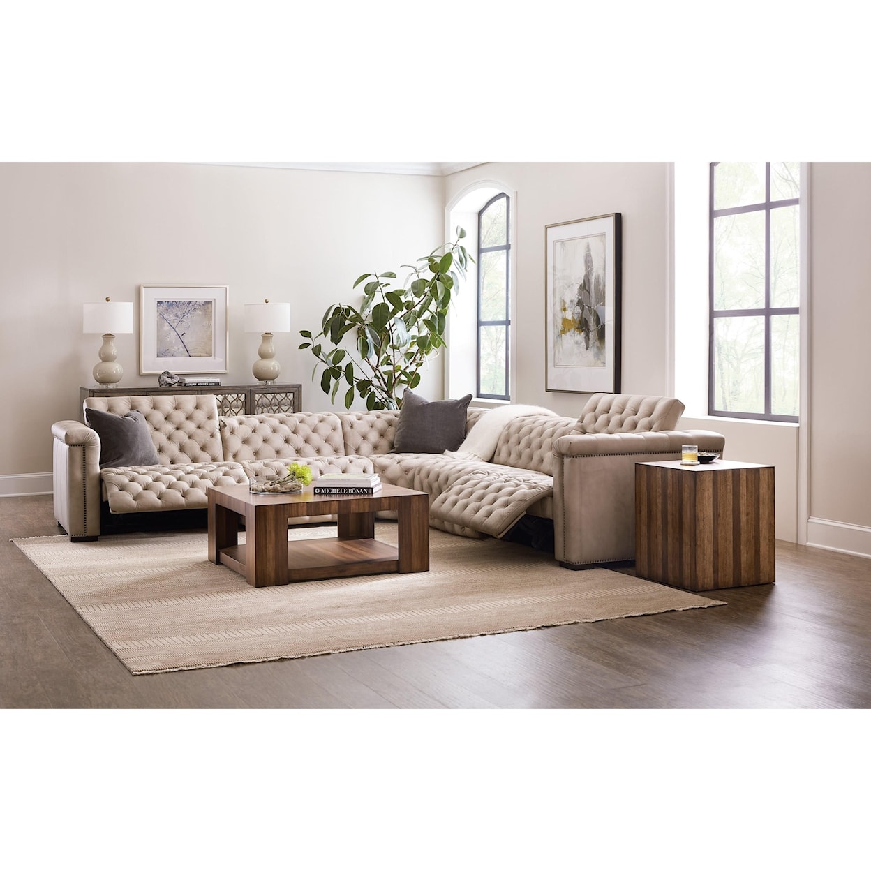 Hooker Furniture Savion Grandier 5-Piece Power Leather Sectional