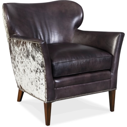 Kato Leather Club Chair with Hair on Hide Outside Back