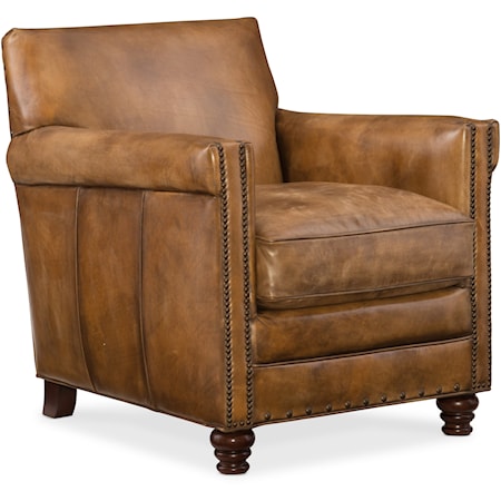 Potter Leather Club Chair with Nailhead Trim