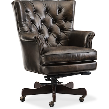 Theodore Leather Home Office Chair with Tufted Back