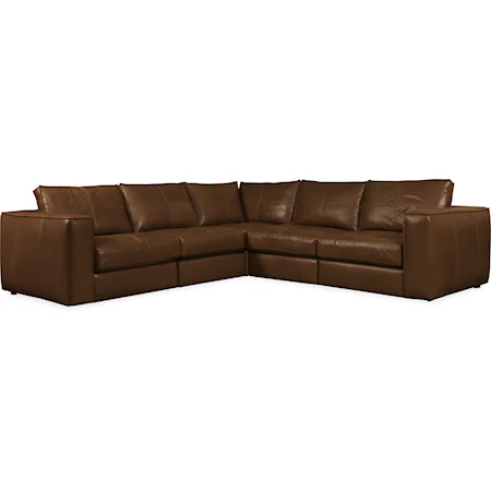 Transitional L-Shaped Leather Stationary Sectional