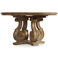 Round Single Pedestal Dining Table with Scroll Serpentine Shaping