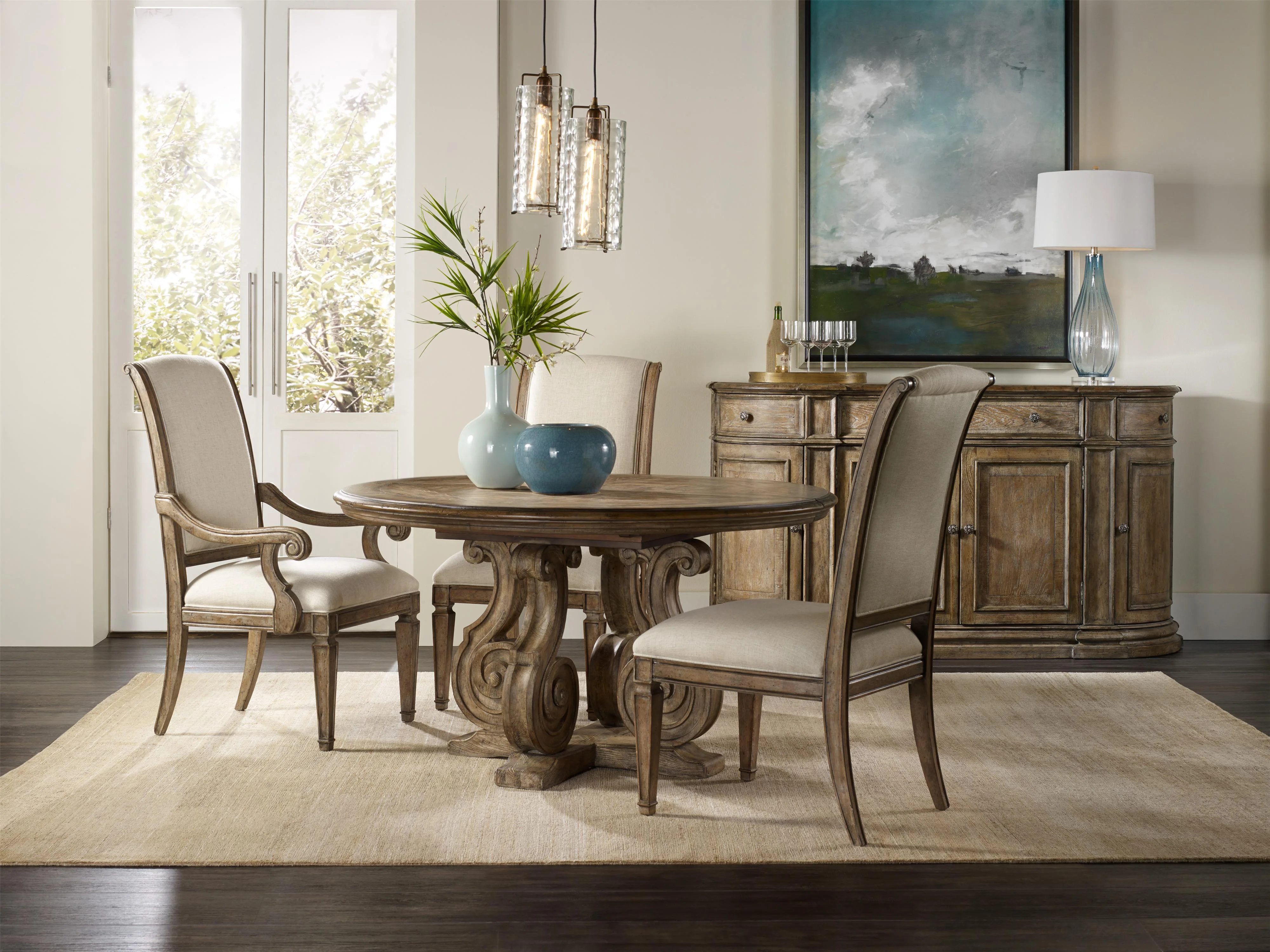 Hooker Furniture Solana 5291-75203 Round Single Pedestal Dining Table with  Scroll Serpentine Shaping | Belfort Furniture | Table - Dining (formal)