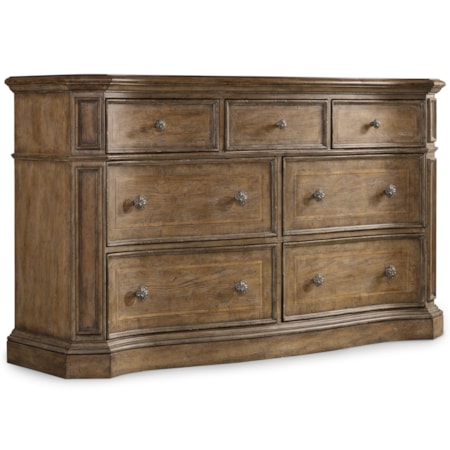 7 Drawer Dresser with Drop Front Center Drawer