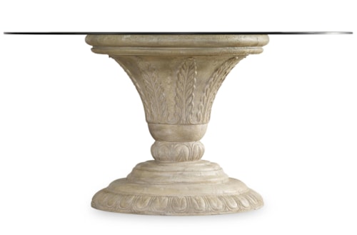 Round Single Pedestal Dining Table with Glass Top and Fauna Base