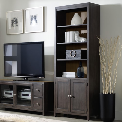 Transitional Bunching Bookcase with 3-Shelves and 2-Doors
