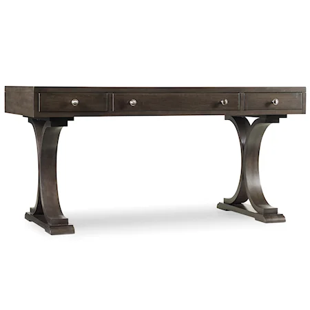 Transitional 3 -Drawer Writing Desk with Shaped Pedestals