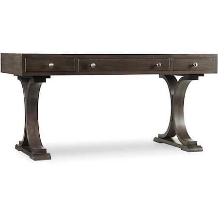 Transitional 3 -Drawer Writing Desk with Shaped Pedestals