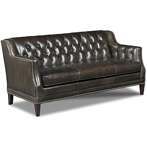 Hooker Furniture SS355 Leather Stationary Sofa with Track Arm and ...