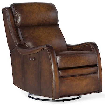 Transitional Leather Power Swivel Glider Recliner