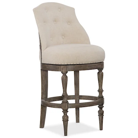 Kacey Traditional Deconstructed Swivel Barstool