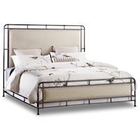 King Slumbr Metal Upholstered Bed with Nailhead Trim