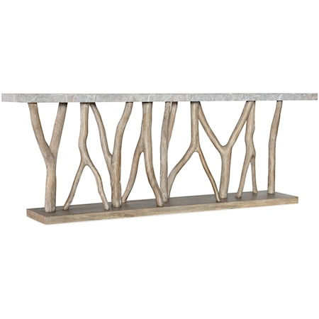 Coastal Console Table with Stone Veneer Top