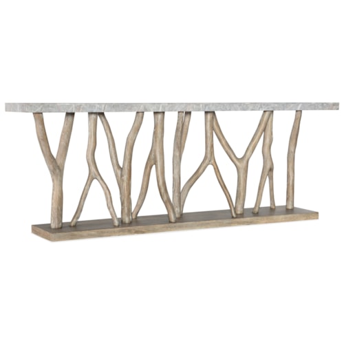 Coastal Console Table with Stone Veneer Top