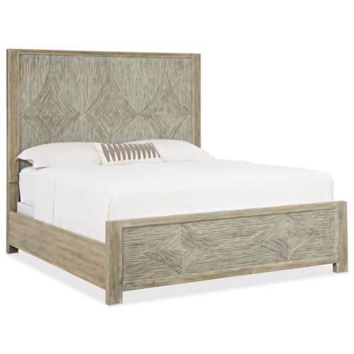 Coastal Queen Panel Bed with Diamond Motif