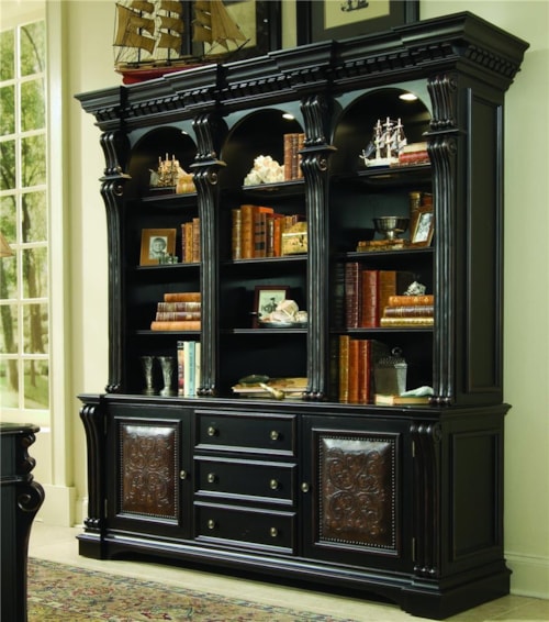 Bookcase Base &  Hutch with Nail Head Trim