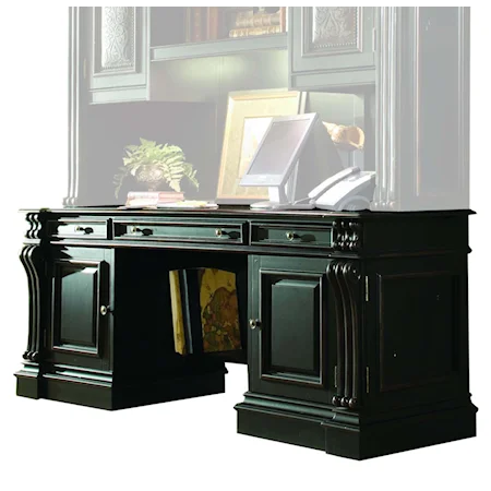 Traditional Computer Credenza with Thickly Reeded Pilasters