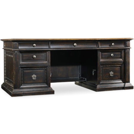 Executive Desk with Bonded Leather Writing Surface