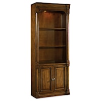 Traditional 2-Door Bunching Bookcase with Light