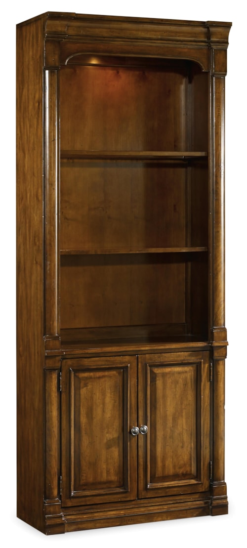 Traditional 2-Door Bunching Bookcase with Light
