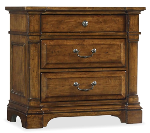 Traditional 3-Drawer Nightstand with Touch Lighting