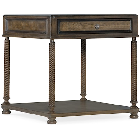 Traditional Rectangular End Table with Drawer