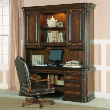 Two Doors, Five Drawers Computer Credenza & Hutch