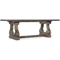 Traditional Trestle Dining Table with 2 22in Leaves