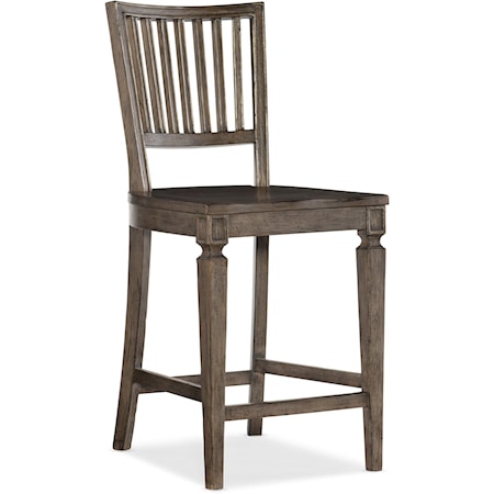 Traditional Counter Stool with Open Slat Back