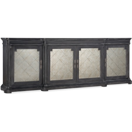 Traditional 4-Door Credenza with 6 Adjustable Shelves