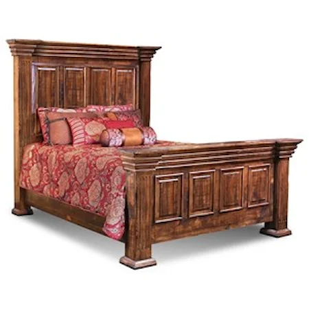 Queen Panel Bed with Pilaster Carvings