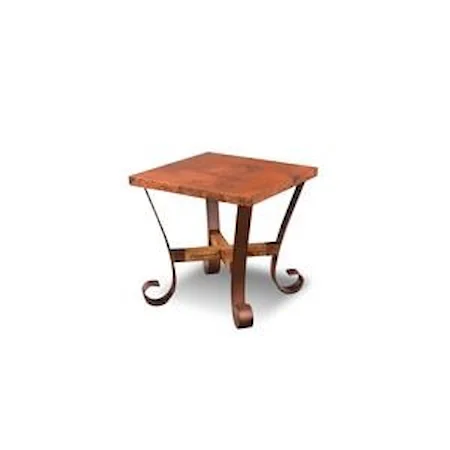 Hammered Copper Top with Metal Base Square End Table