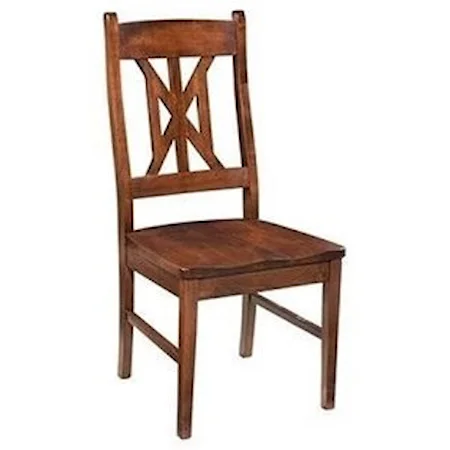 Customizable Solid Wood Side Chair with Decorative Back