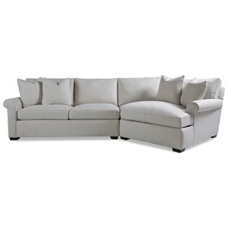 Two Piece Sectional Sofa with RAF Chaise and Rolled Arms