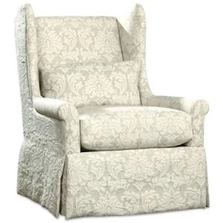 Swivel Glider Chair with Skirted Base and Wing Back