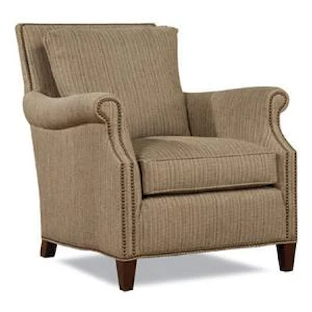 Rolled Arm Chair with Nailhead Trim