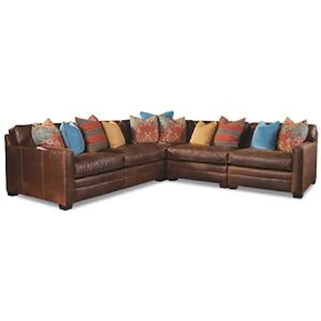 4 Seater Sectional with Track Arms and Block Feet