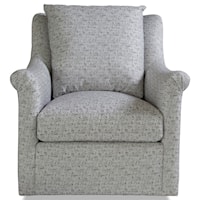 Casual Upholstered Swivel Chair with Rolled Arms