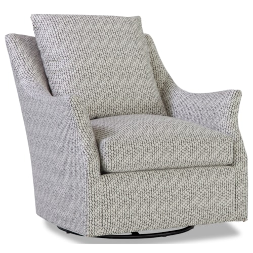 Transitional Swivel Glider Chair with Flared Slope Arms