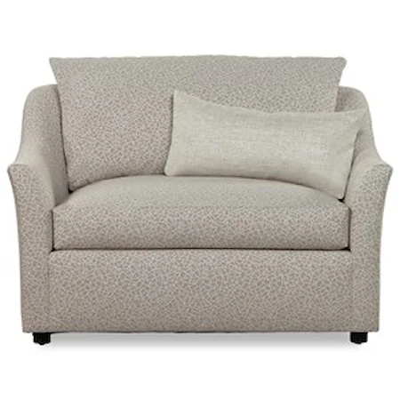 Contemporary Upholstered Chair and a Half with Flare Tapered Arms