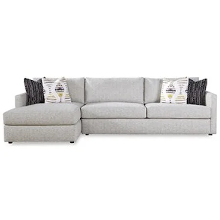 Contemporary 2-Piece Sofa Chaise with Track Arms