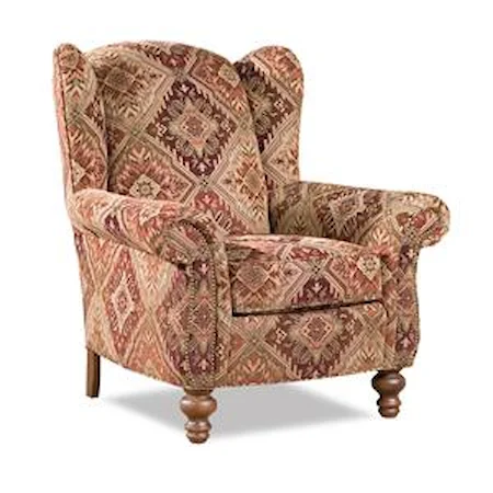 Traditional Wing Back Chair with Exposed Wood Feet