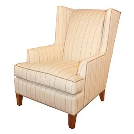 Contemporary Wing Chair with Tapered Wood Legs