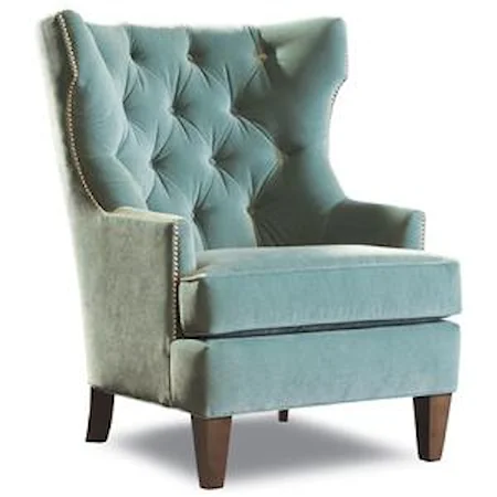 Transitional Upholstered Wing Chair with Tufted Back