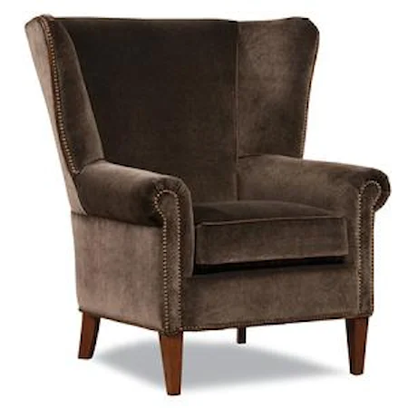 Transitional Chair with Flared Wing Back and Nailhead Trim