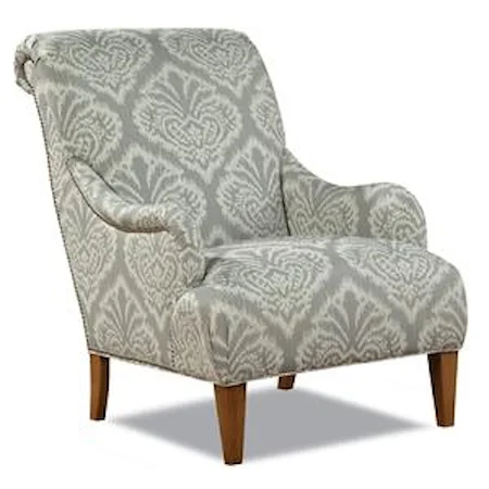 Contemporary Rolled Back Arm Chair with Nailhead Trim