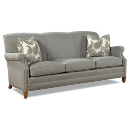 Casual Elegant Stationary Sofa with Nailhead Trim